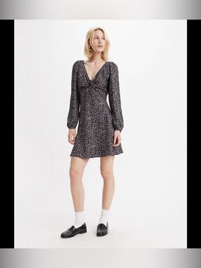 Levi's Delray Black Floral V-Neck Mini Dress